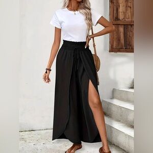 High-Waisted Side Slit Pants